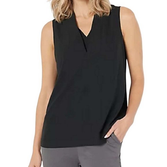 Studio Park Tops - Studio Park x Jayne Brown Double V-Neck Sleeveless Woven Top LARGE (818)